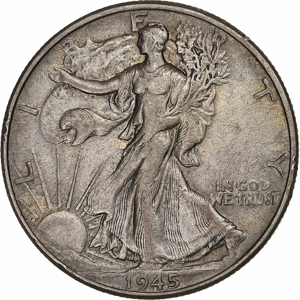 Verenigde Staten, Half Dollar, Walking Liberty, 1945, Philadelphia, Zilver, ZF