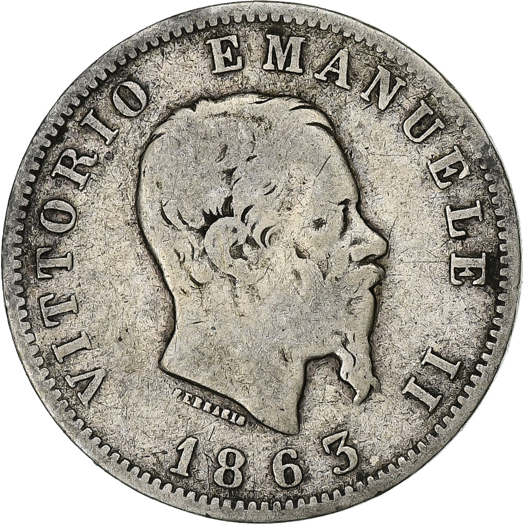 Italien, Vittorio Emanuele II, Lira, 1863, Milan, Silber, S, KM:5a.1