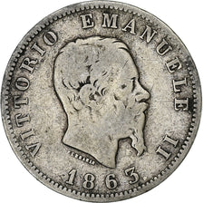 Italien, Vittorio Emanuele II, Lira, 1863, Milan, Silber, S, KM:5a.1