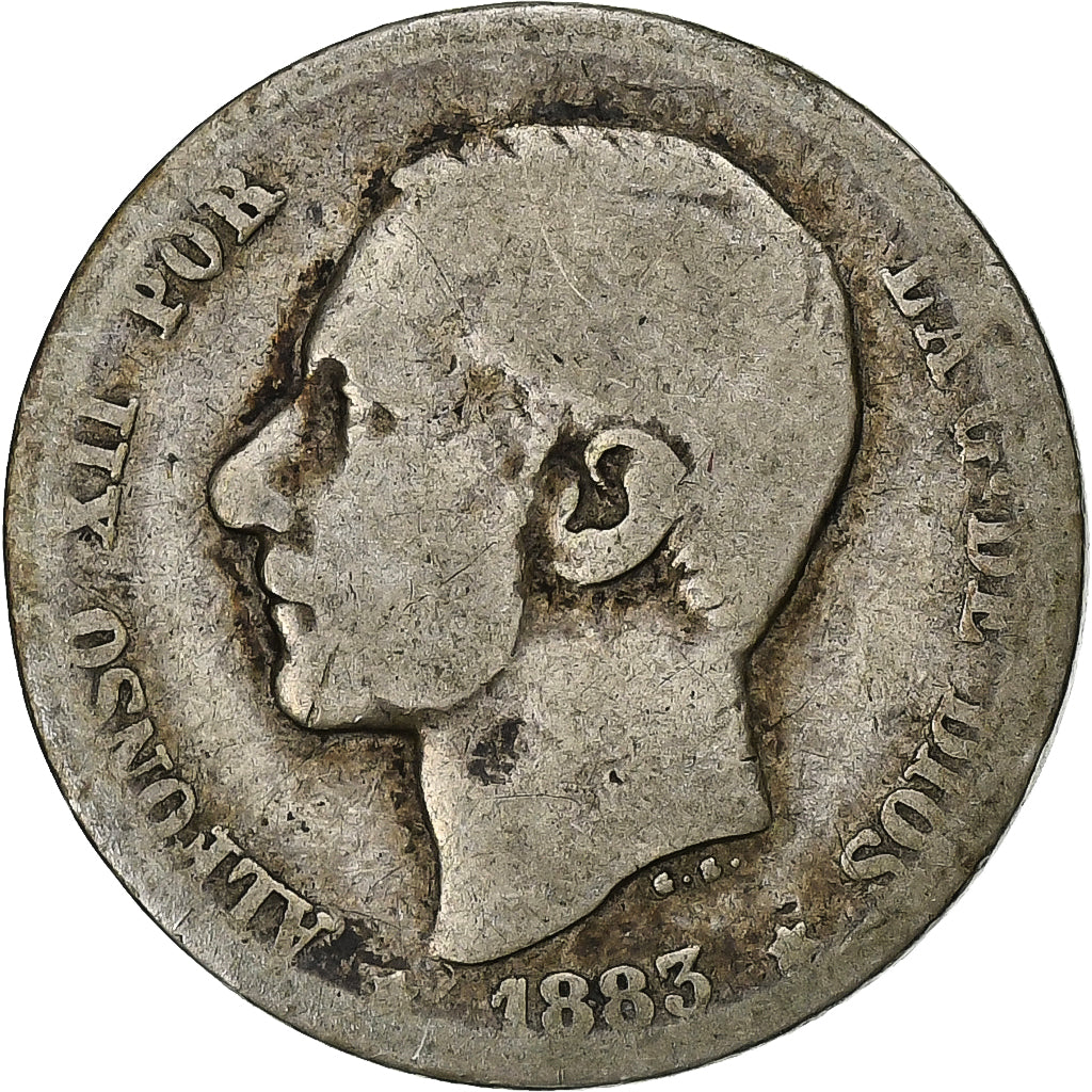Spanje, Alfonso XII, Peseta, 1883, Madrid, Zilver, ZG+, KM:686