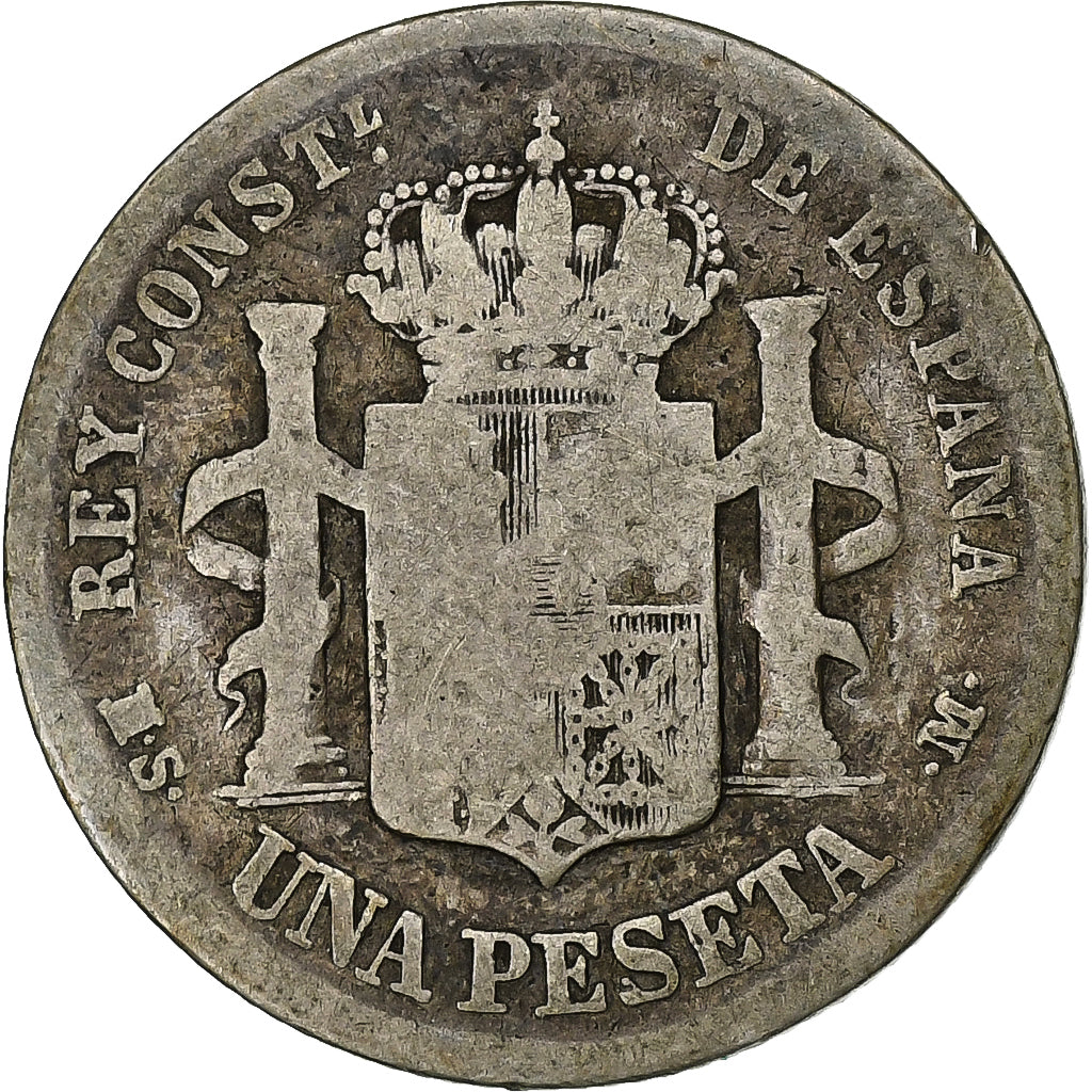 Spanje, Alfonso XII, Peseta, 1883, Madrid, Zilver, ZG+, KM:686