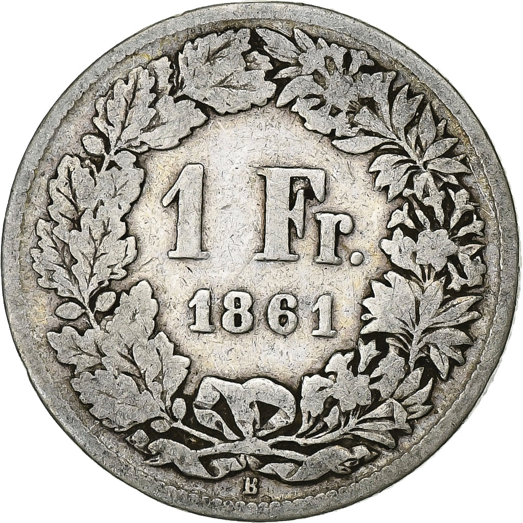 Svizzera, Franc, 1861, Bern, Argento, B+, KM:9a