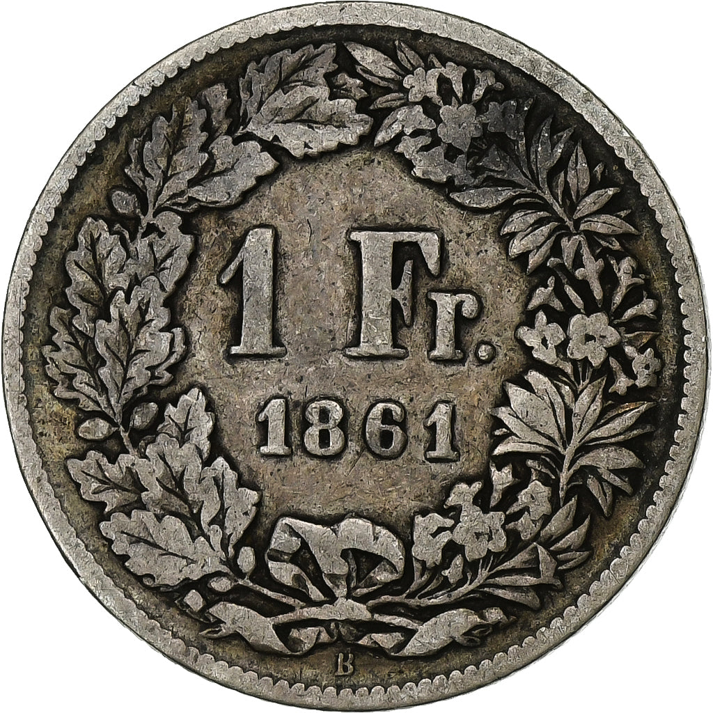 Svizzera, Franc, 1861, Bern, Argento, MB, KM:9a