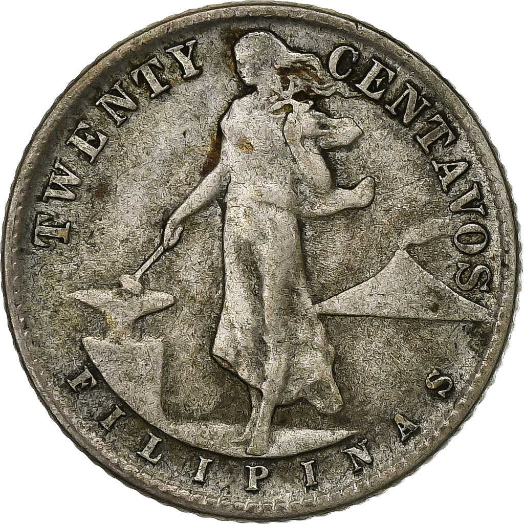 Philippines, 20 Centavos, 1945, Denver, Silver, EF(40-45), KM:182