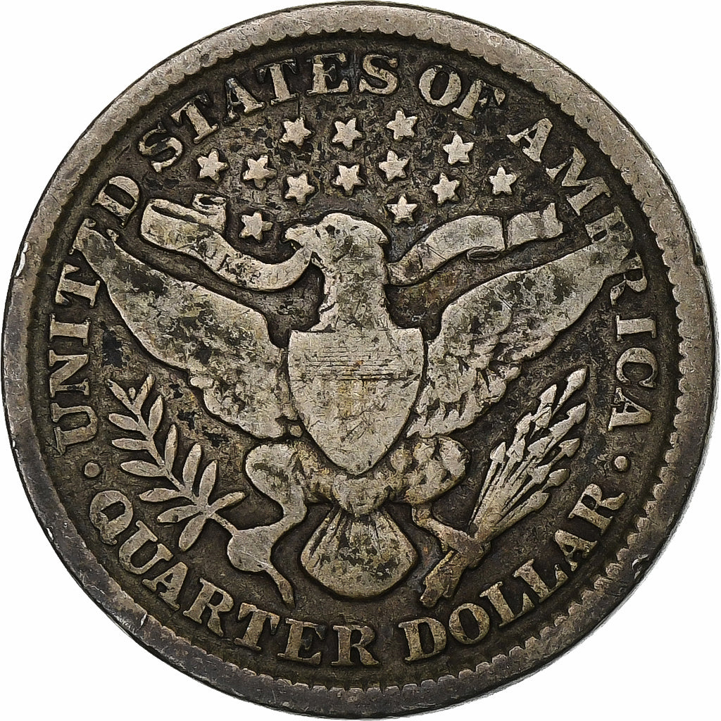 États-Unis, Quarter, Barber, 1898, Philadelphie, Argent, TB, KM:114