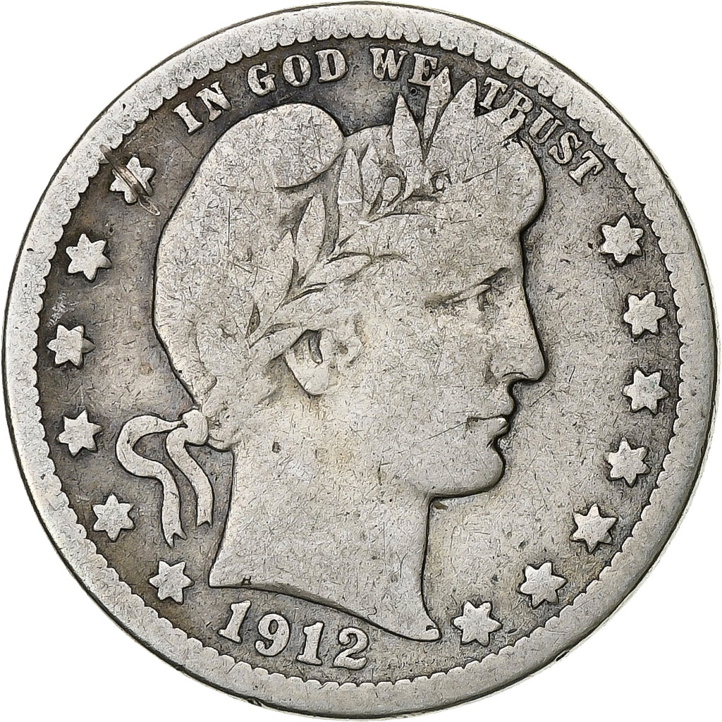 Vereinigte Staaten, Quarter, Barber, 1912, Philadelphia, Silber, SGE+, KM:114