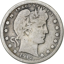 Vereinigte Staaten, Quarter, Barber, 1912, Philadelphia, Silber, SGE+, KM:114