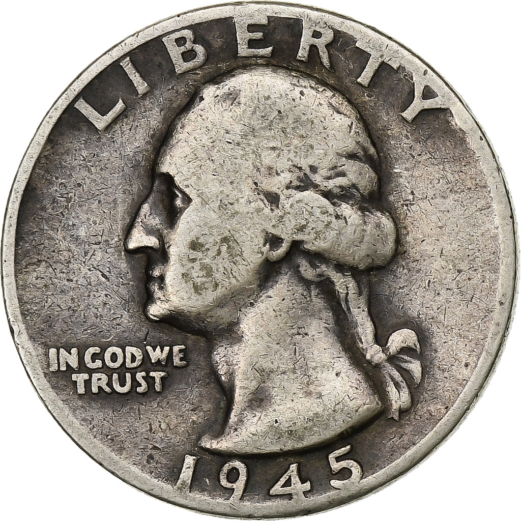 United States, Quarter, Washington, 1945, Philadelphia, Silver, VF(20-25)