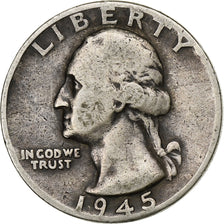 United States, Quarter, Washington, 1945, Philadelphia, Silver, VF(20-25)