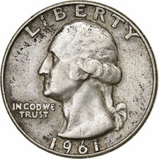 United States, Quarter, Washington, 1961, Denver, Silver, VF(30-35), KM:164
