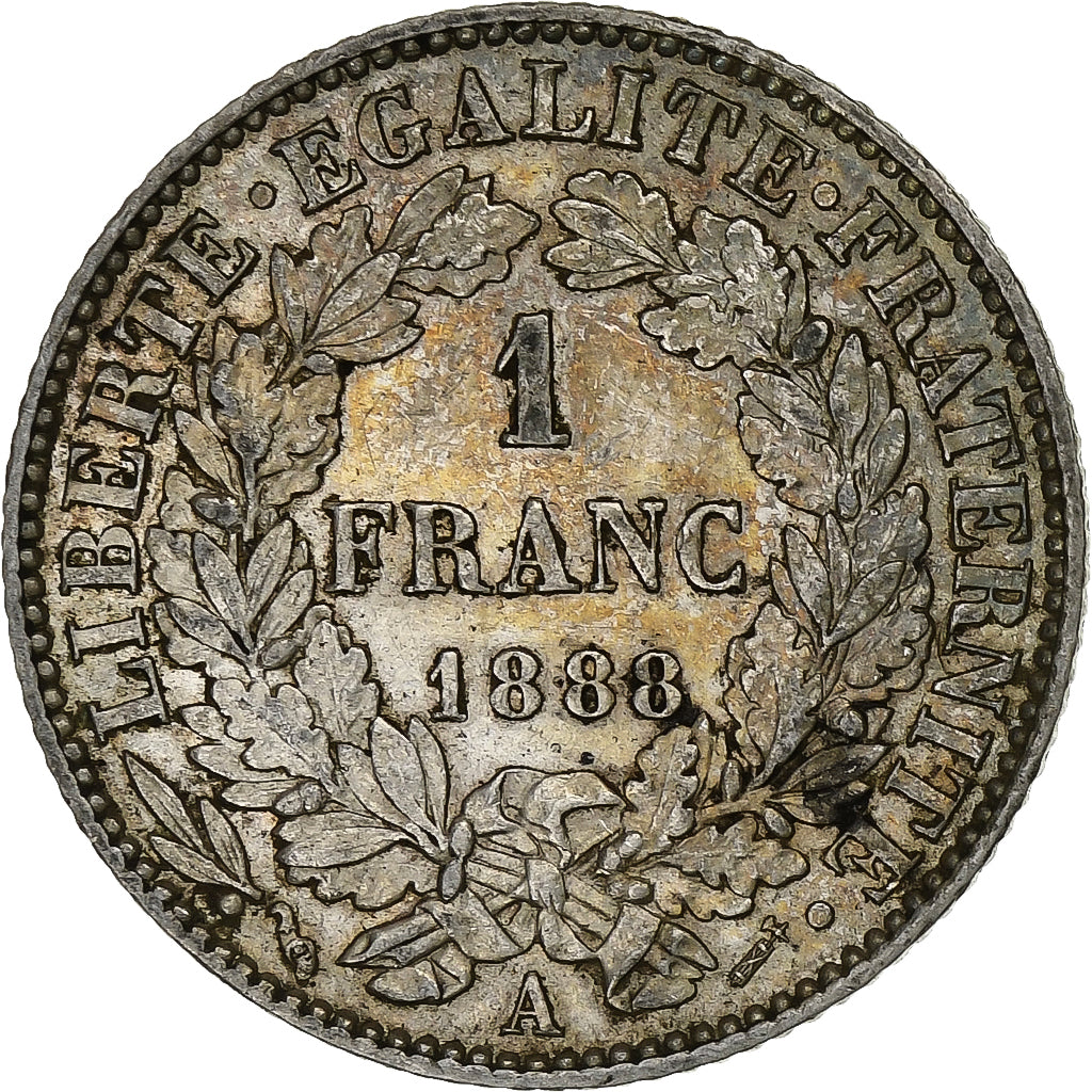 Frankrijk, Franc, Cérès, 1888, Paris, Zilver, ZF+, KM:822.1