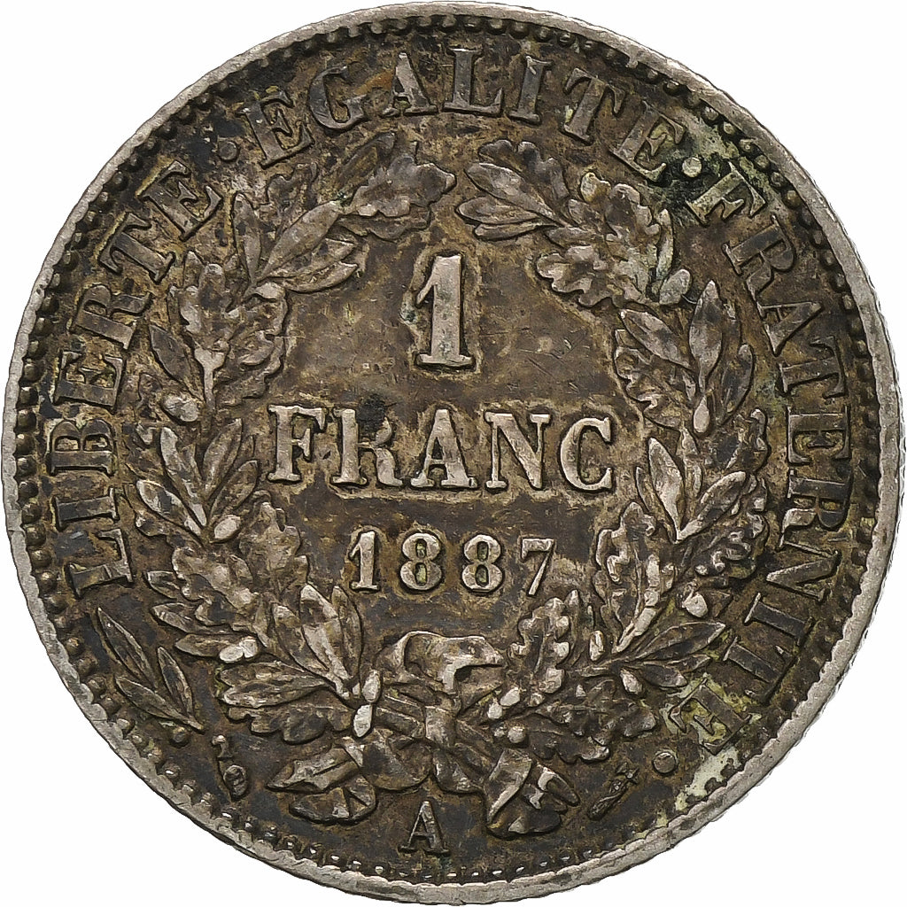 France, Franc, Cérès, 1887, Paris, Argent, TTB, KM:822.1