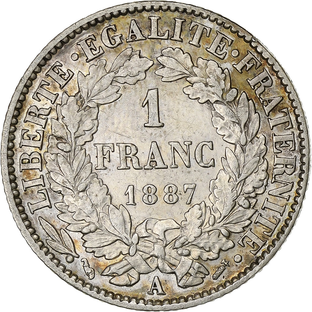Francia, Franc, Cérès, 1887, Paris, Plata, MBC+, KM:822.1