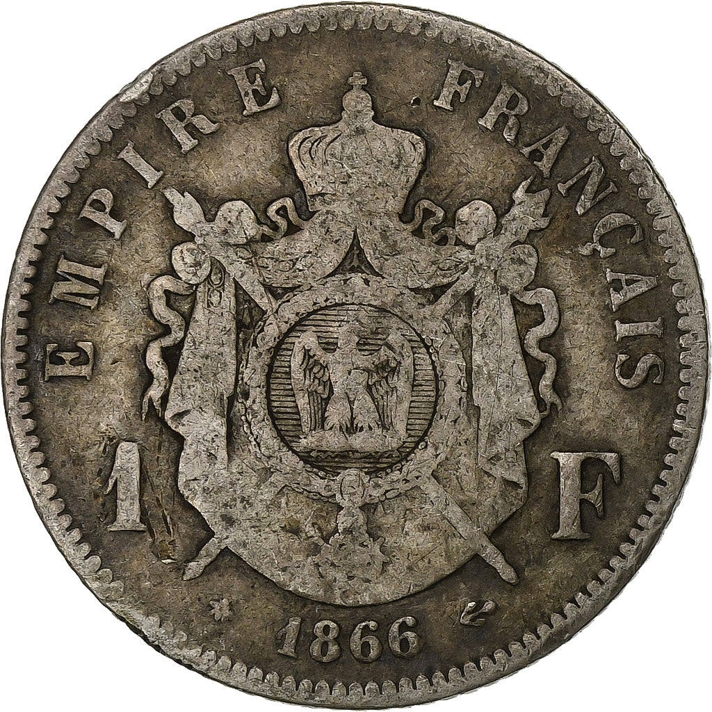 Francia, Franc, Napoléon III, 1866, Paris, Argento, MB, Gadoury:463, KM:806.1