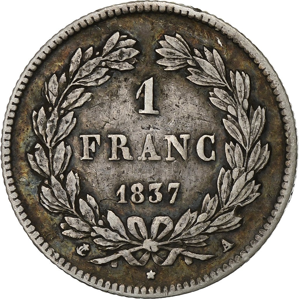 Francia, Franc, Louis-Philippe, 1837, Paris, Argento, MB+, KM:748.1