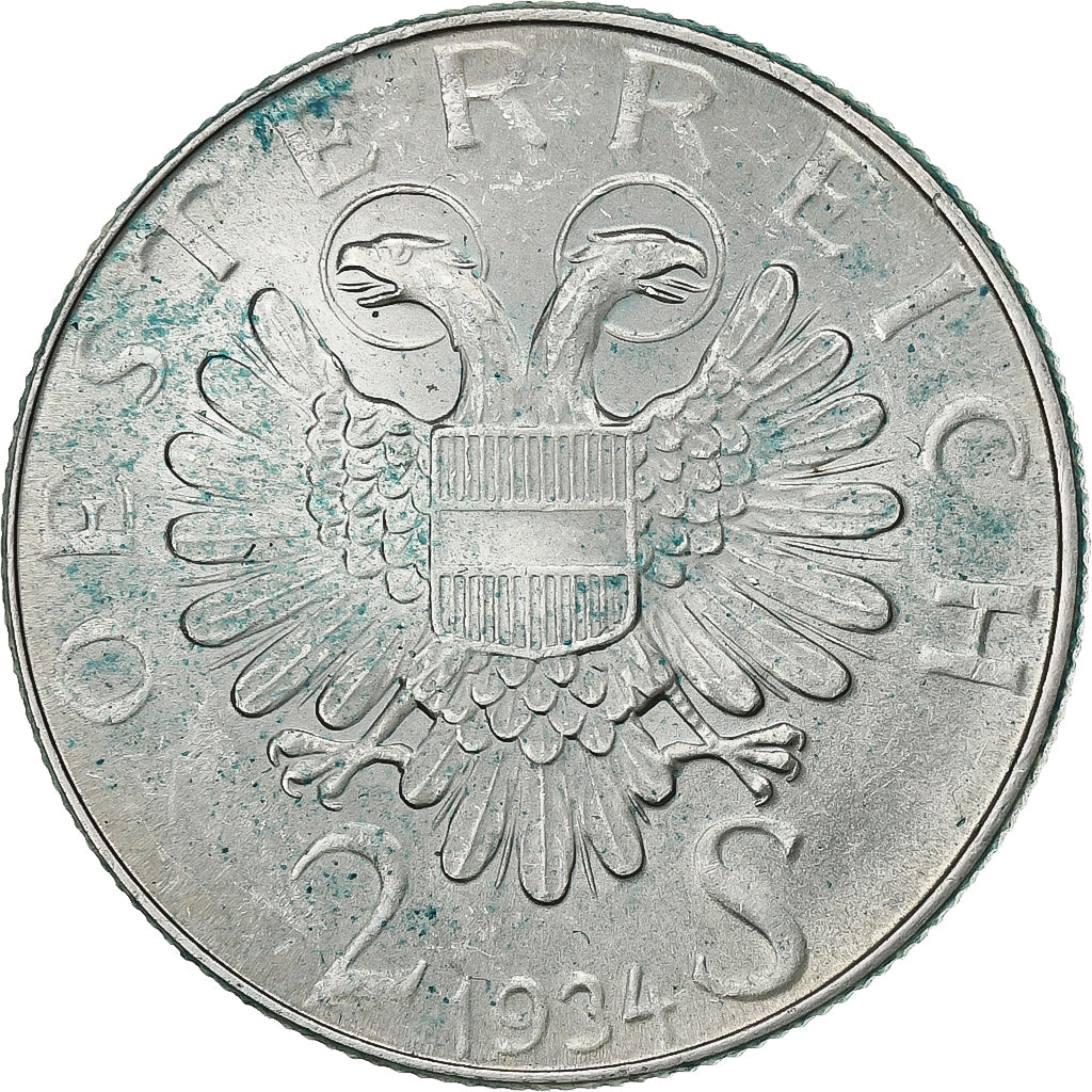 Áustria, 2 Schilling, 1934, Prata, AU(55-58), KM:2852