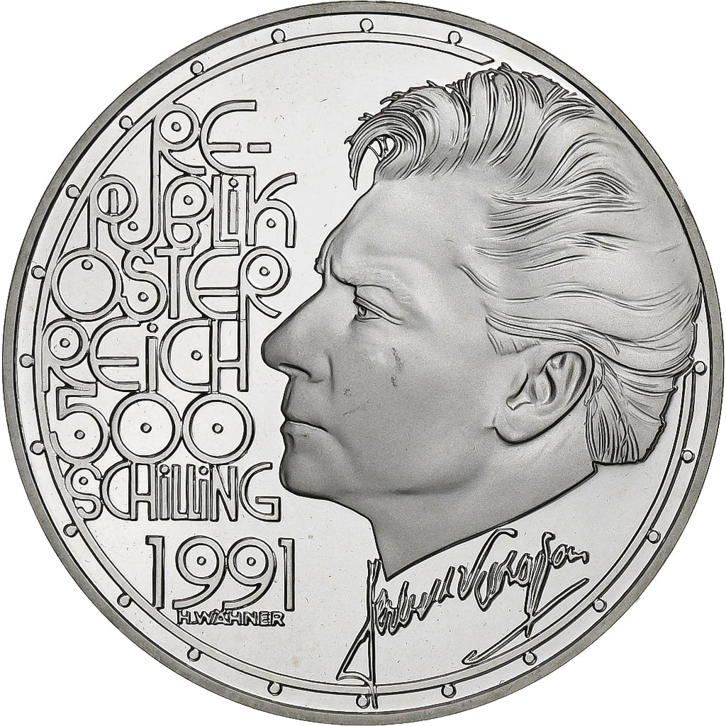 Oostenrijk, 500 Schilling, 1991, Vienna, Proof, Zilver, FDC, KM:3000
