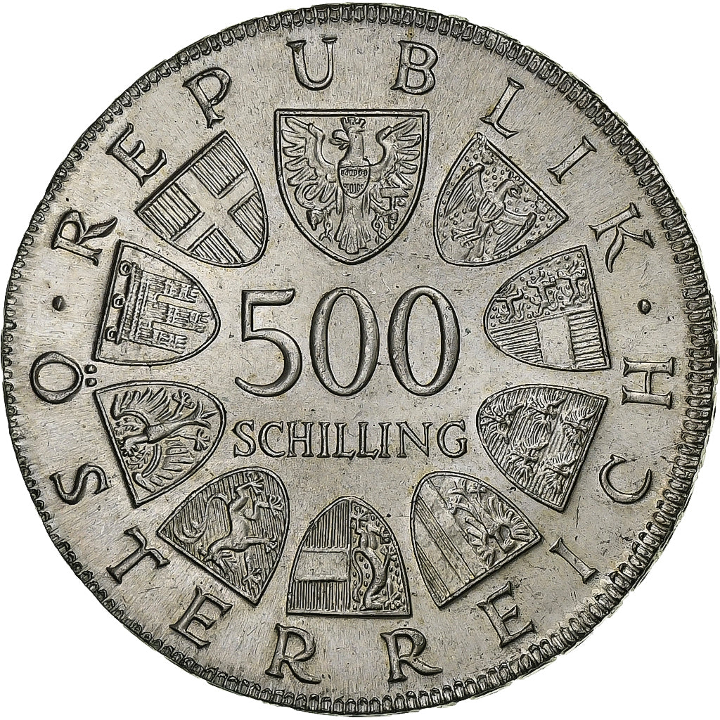 Áustria, 500 Schilling, 1980, Vienna, Prata, MS(60-62), KM:2947