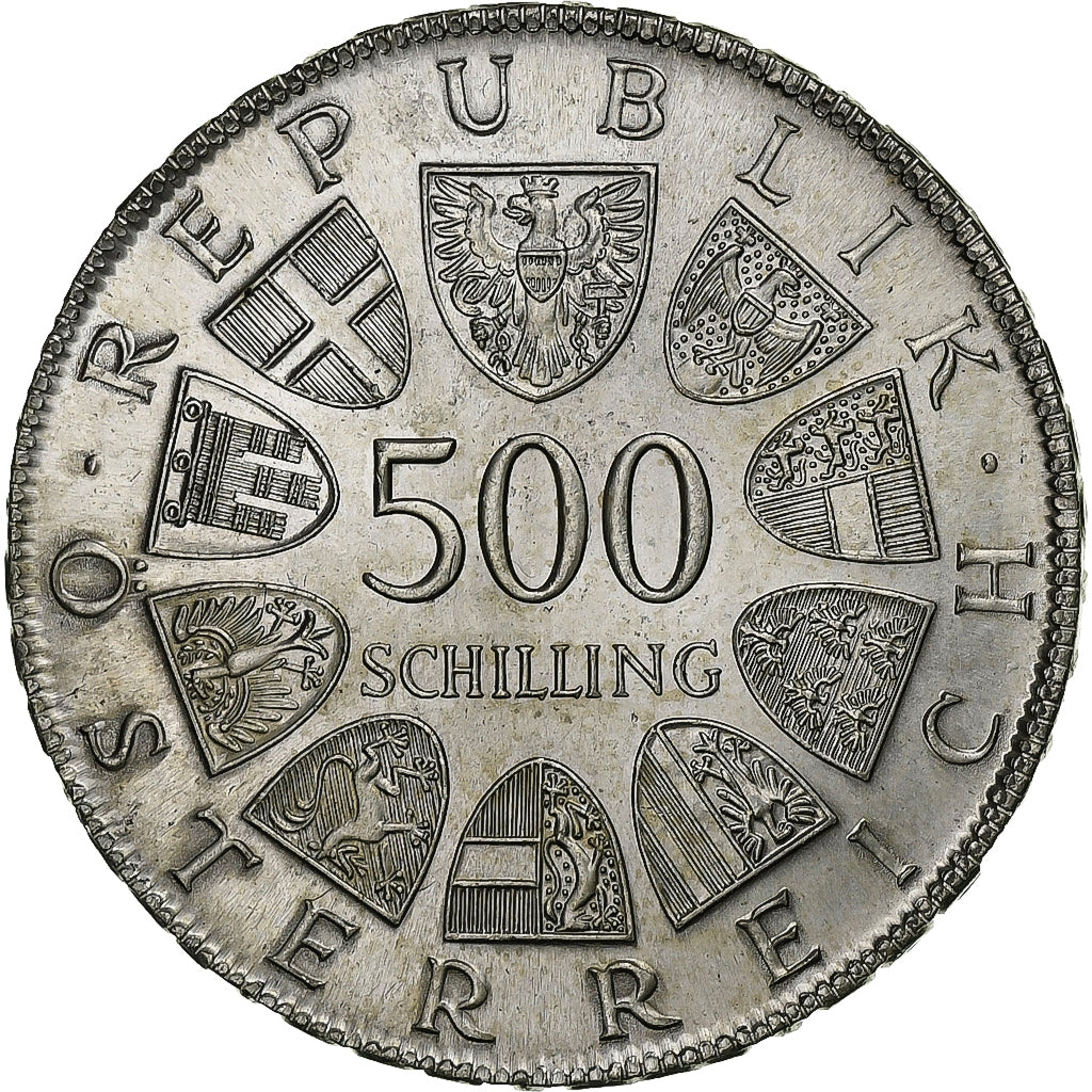 Áustria, 500 Schilling, 1980, Vienna, Prata, MS(65-70), KM:2948