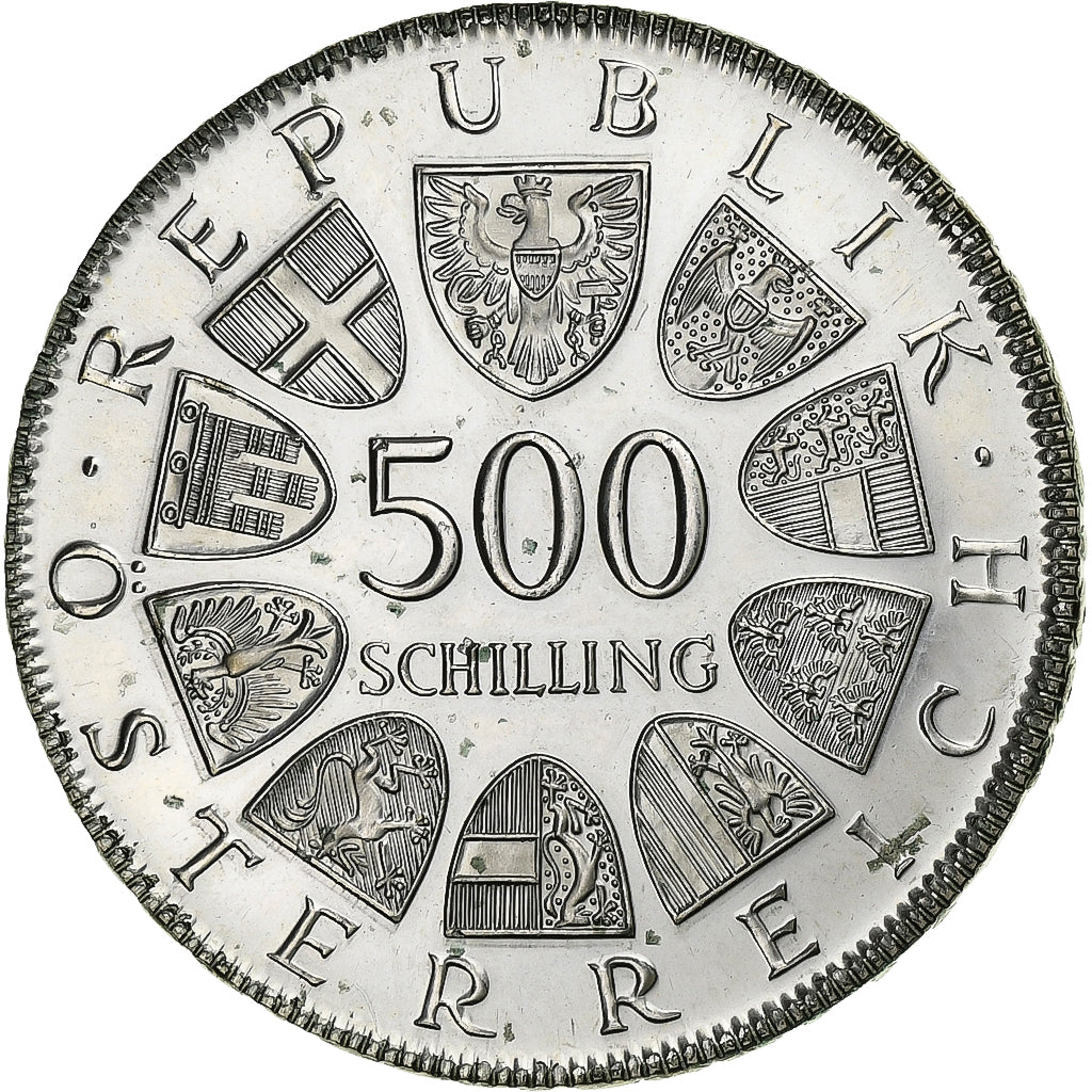 Áustria, 500 Schilling, 1980, Vienna, Proof, Prata, MS(64), KM:2948