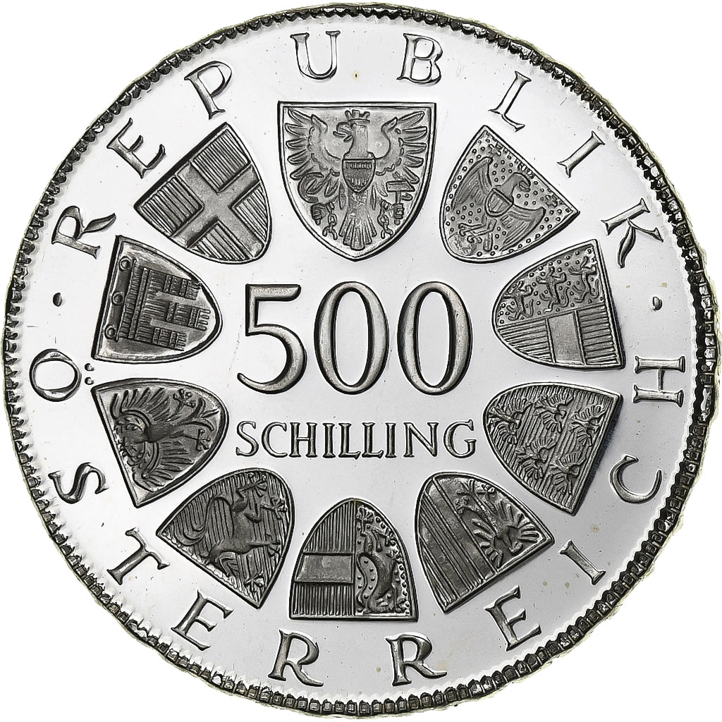 Áustria, 500 Schilling, 1982, Vienna, Proof, Prata, MS(65-70), KM:2958