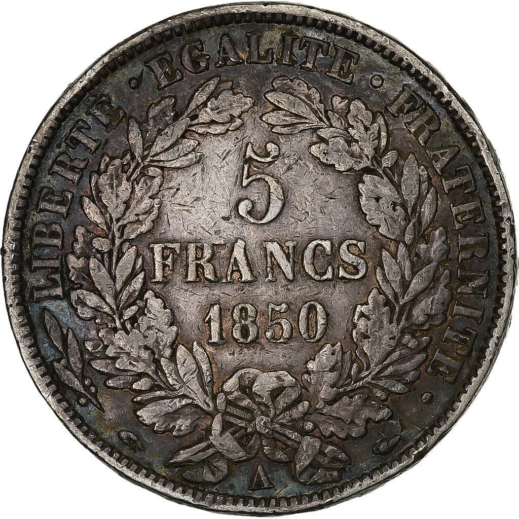 Francia, 5 Francs, Cérès, 1850, Paris, Argento, MB, Gadoury:719, KM:761.1