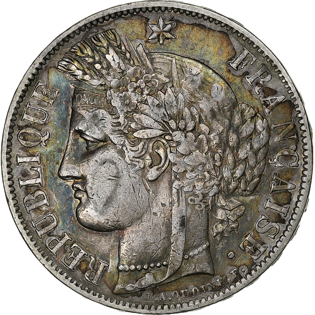 França, 5 Francs, Cérès, 1850, Paris, Prata, VF(30-35), Gadoury:719, KM:761.1