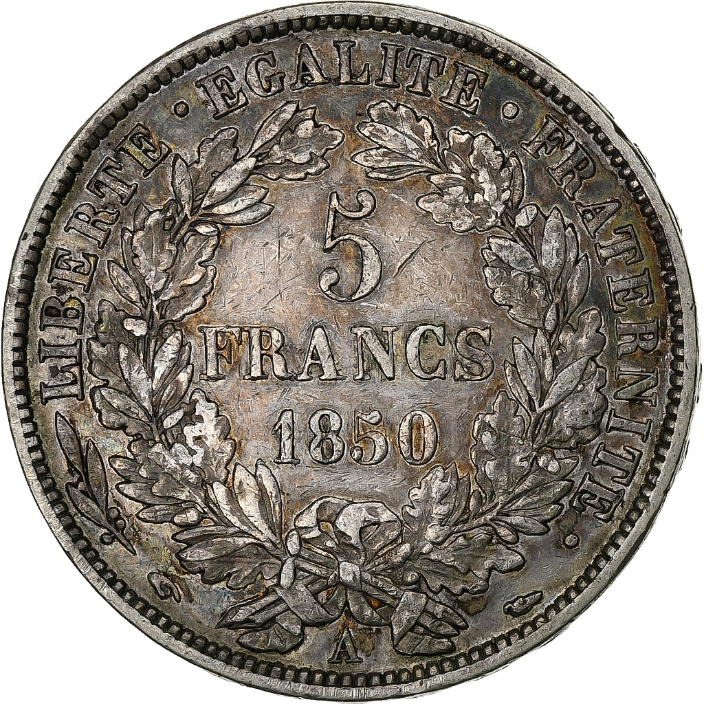 França, 5 Francs, Cérès, 1850, Paris, Prata, VF(30-35), Gadoury:719, KM:761.1