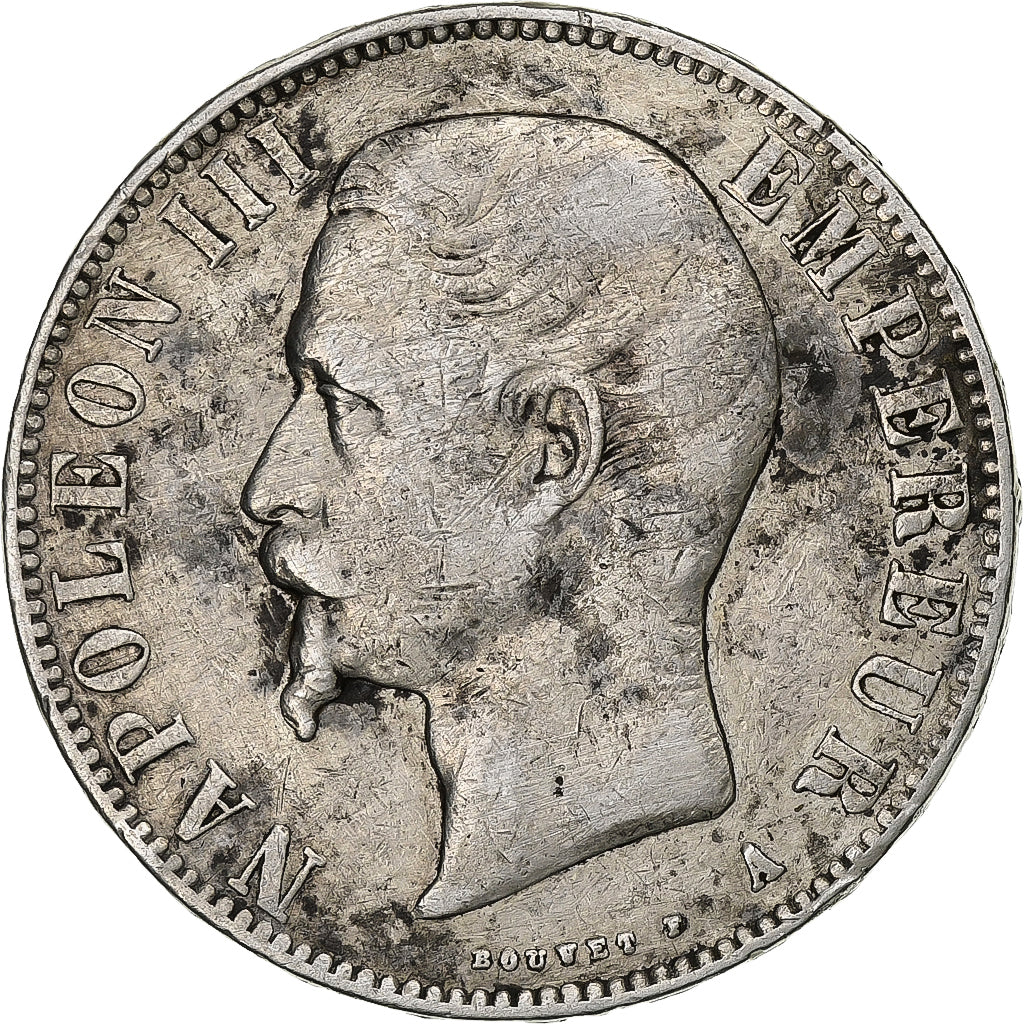 França, Napoleon III, 5 Francs, 1856, Paris, Prata, VF(20-25), Gadoury:734