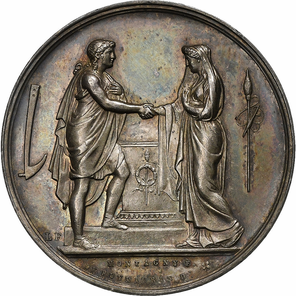 França, medalha, Médaille de mariage, 1910, Prata, Montagny, AU(55-58)