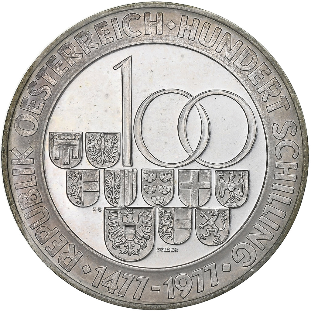 Autriche, 100 Schilling, 1977, Vienne, BE, Argent, FDC, KM:2936