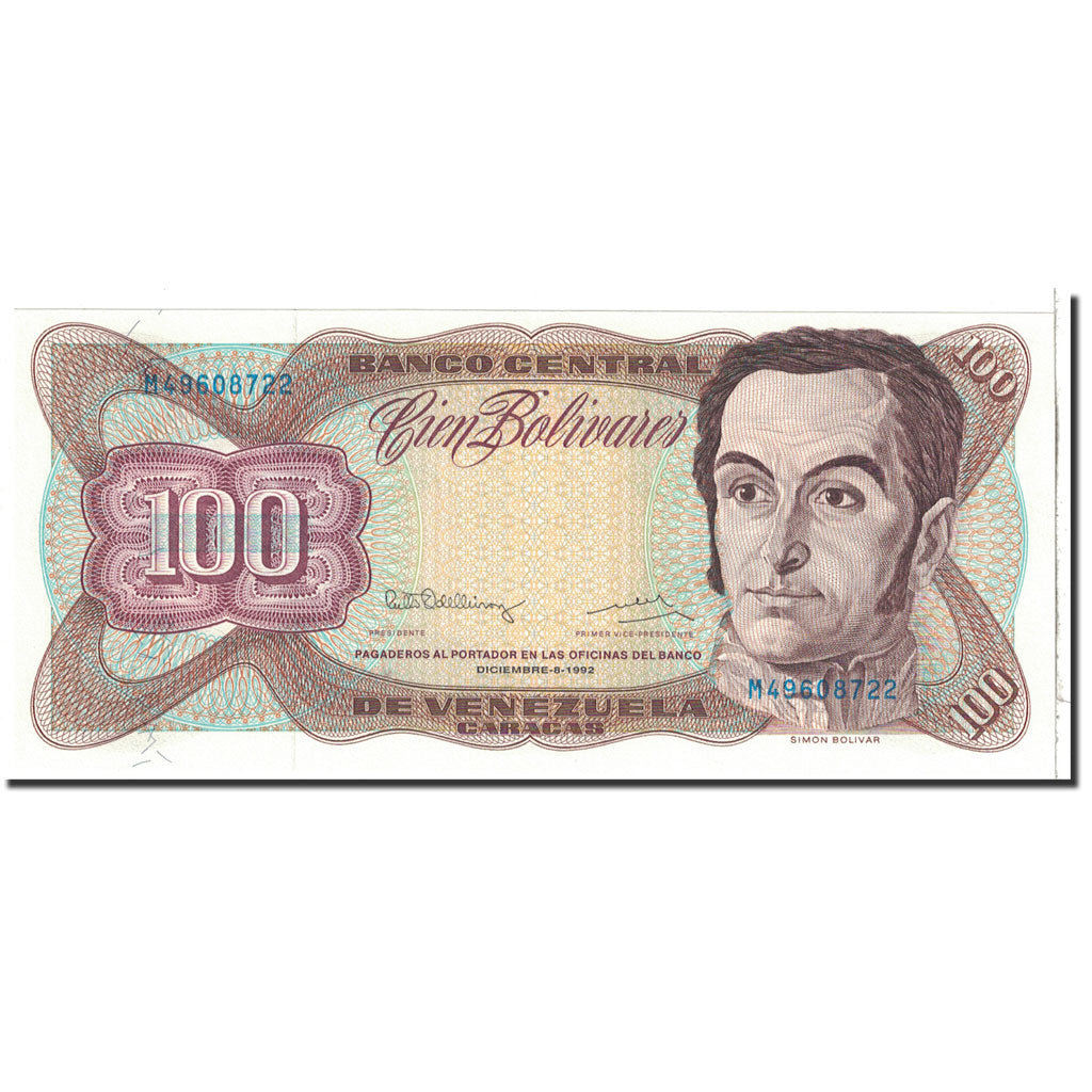 Banknote, Venezuela, 100 Bolivares, 1992, 1992-12-08, KM:66e, UNC(65-70)