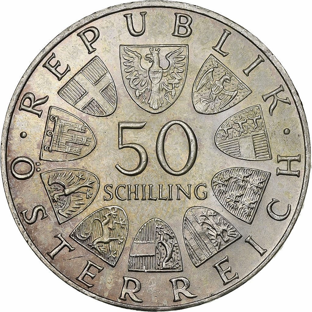 Oostenrijk, 50 Schilling, 1971, Vienna, Zilver, PR+, KM:2911