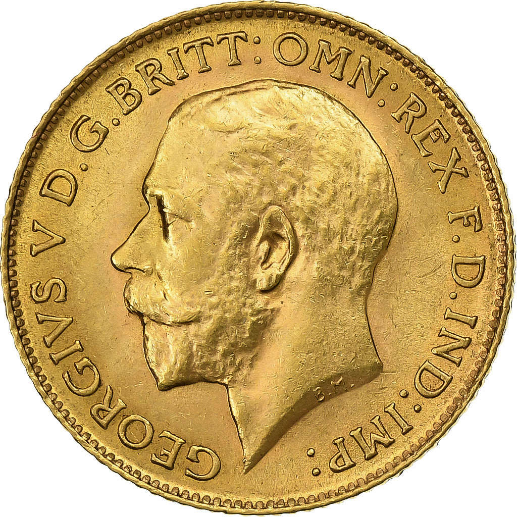 Great Britain, George V, 1/2 Sovereign, 1914, London, Gold, MS(63), KM:819