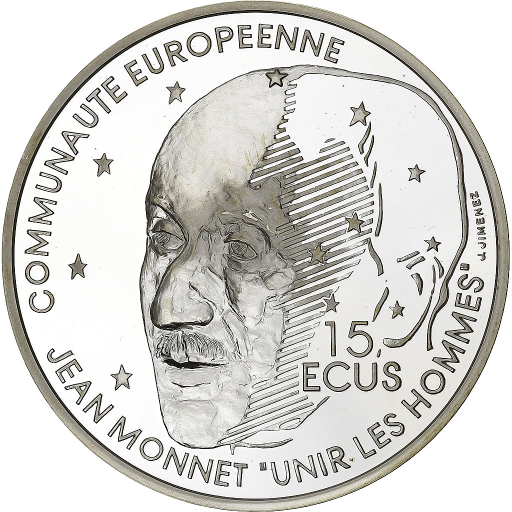 Francia, 100 Francs-15 Ecus, Jean Monnet, 1992, Paris, BE, Argento, FDC