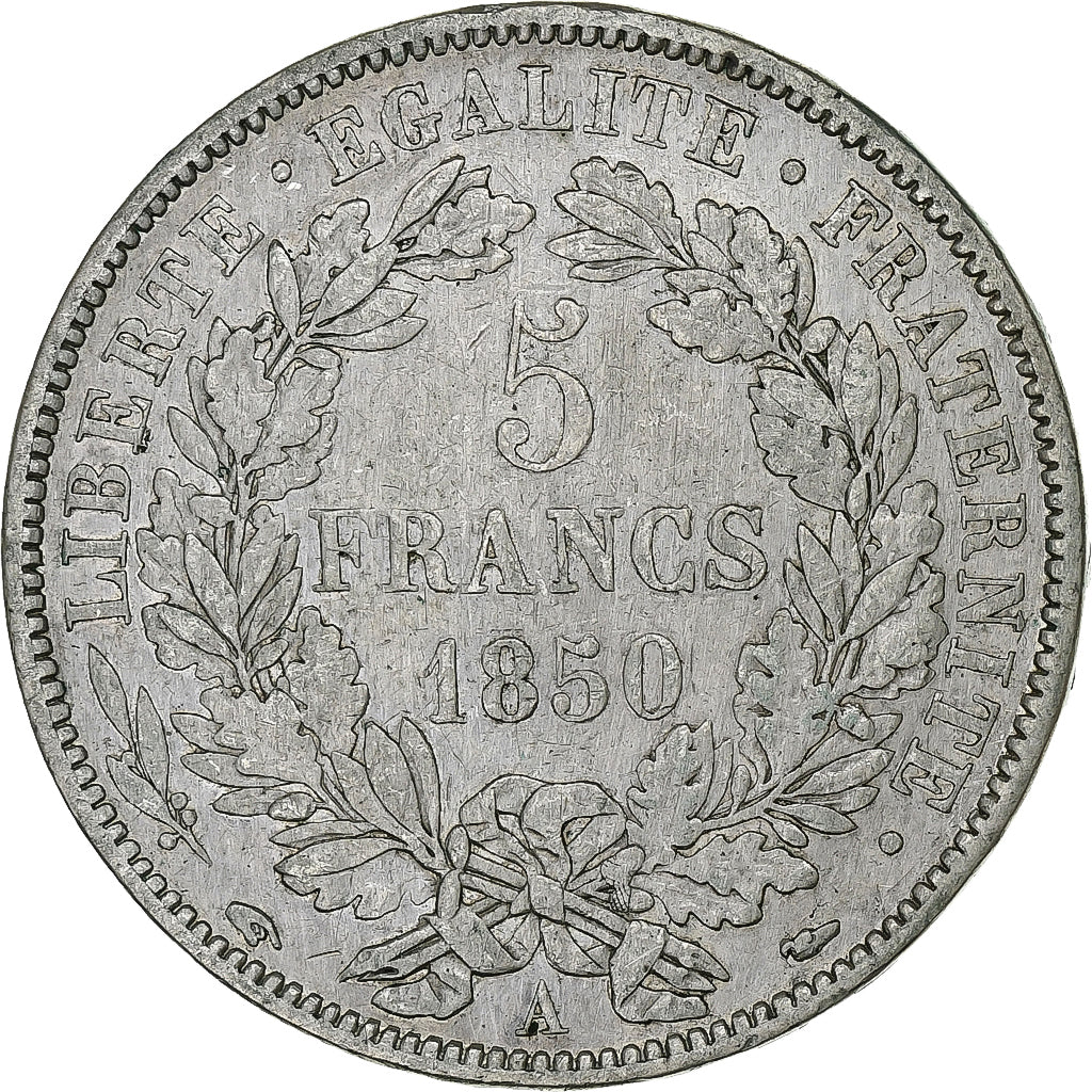 France, 5 Francs, Cérès, 1850, Paris, Silver, VF(30-35), Gadoury:719, Le