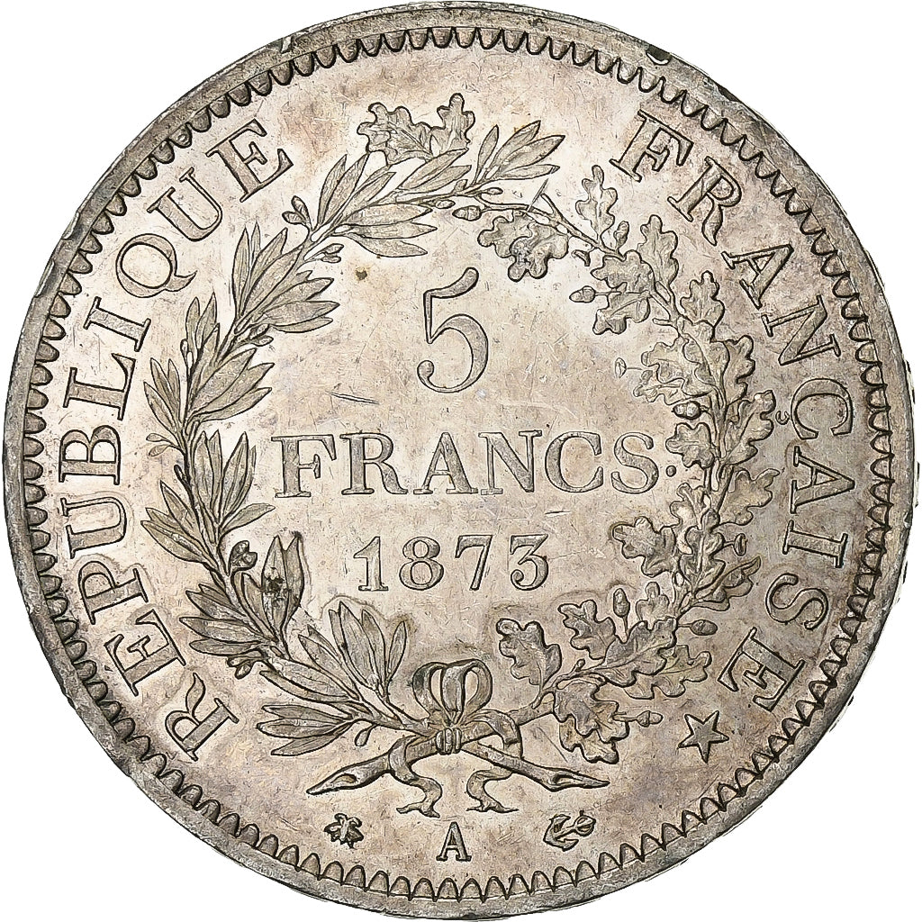 France, 5 Francs, Hercule, 1873, Paris, Silver, MS(60-62), KM:820.1