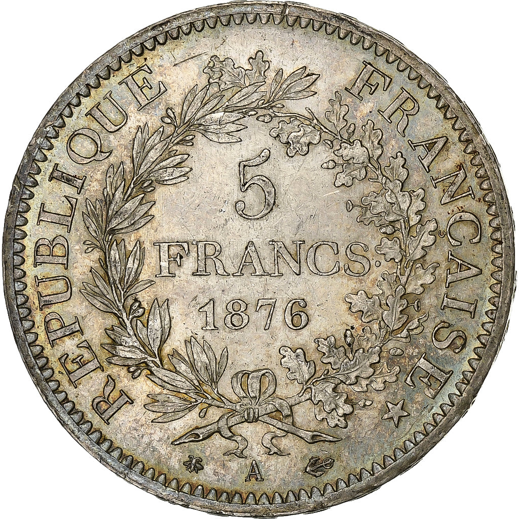 France, 5 Francs, Hercule, 1876, Paris, Silver, MS(60-62), Gadoury:745a