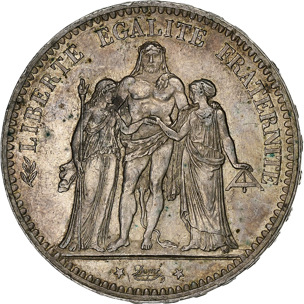 France, 5 Francs, Hercule, 1876, Paris, Silver, MS(60-62), Gadoury:745a