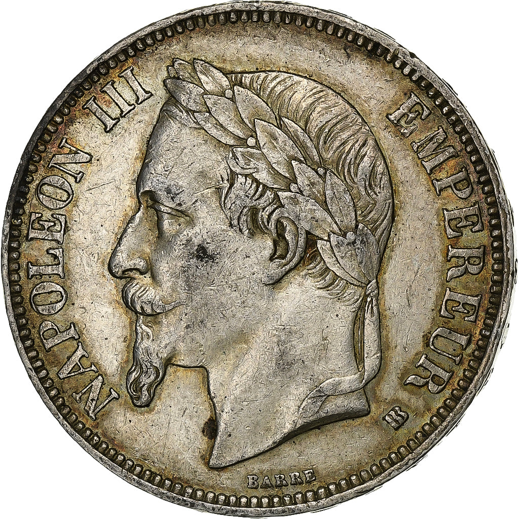 France, Napoleon III, 5 Francs, 1869, Strasbourg, Silver, AU(50-53)