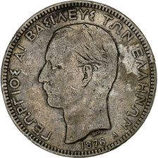 Greece, George I, 5 Drachmai, 1876, Paris, Silver, VF(20-25), KM:47