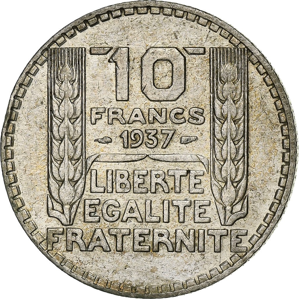 France, 10 Francs, Turin, 1937, Paris, Silver, EF(40-45), Gadoury:801