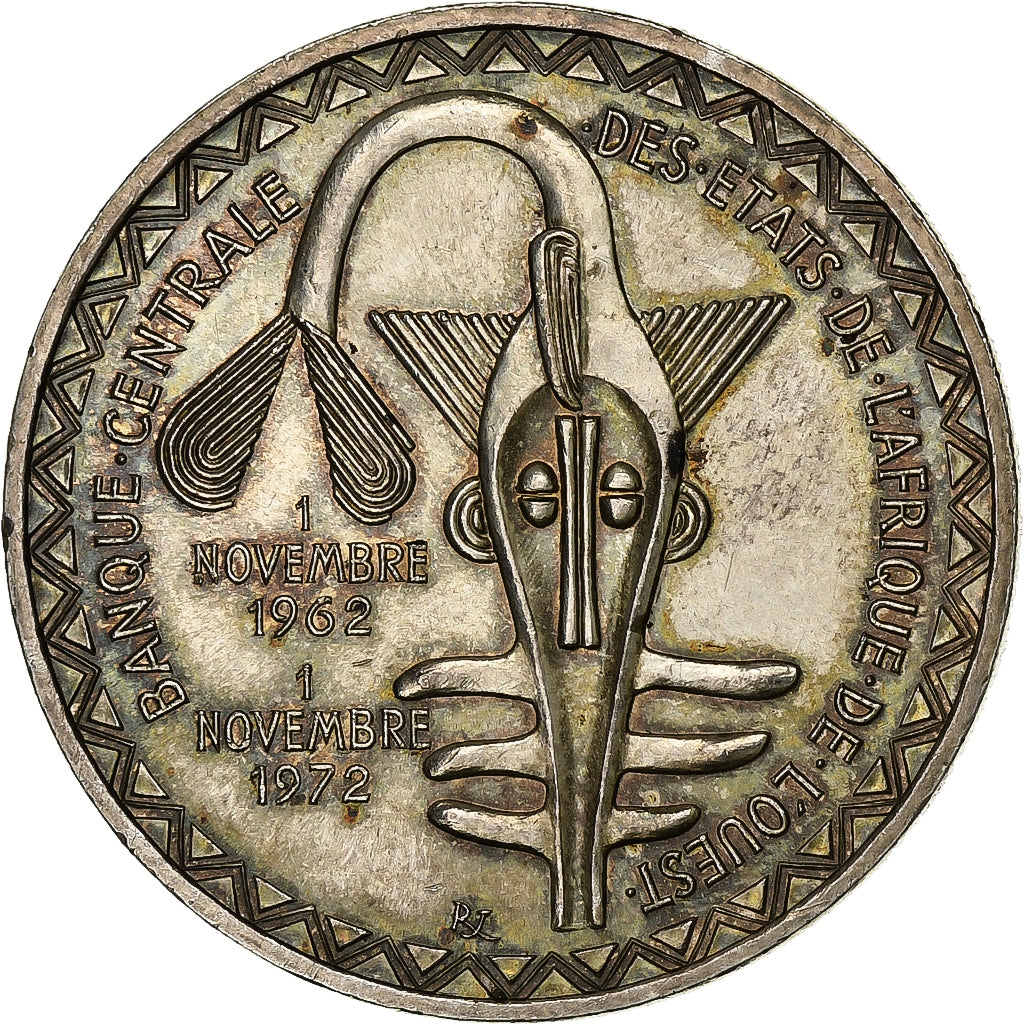 West African States, 500 Francs, 1972, Silver, AU(55-58), KM:7