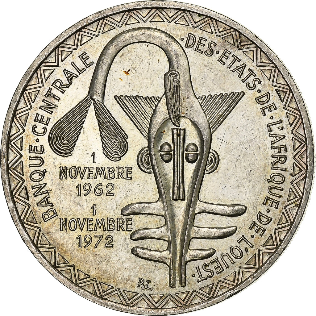 Estados del África Occidental, 500 Francs, 1972, Plata, EBC+, KM:7
