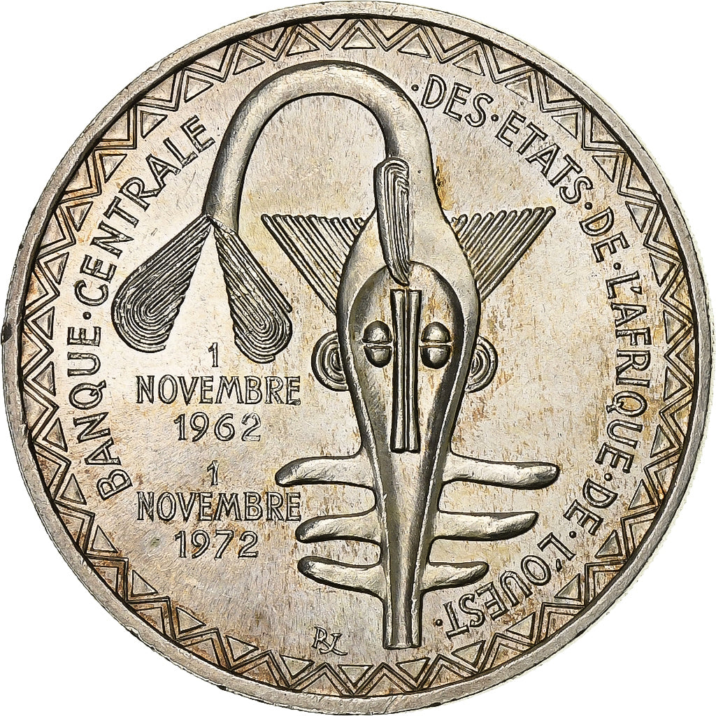 West African States, 500 Francs, 1972, Silver, MS(63), KM:7