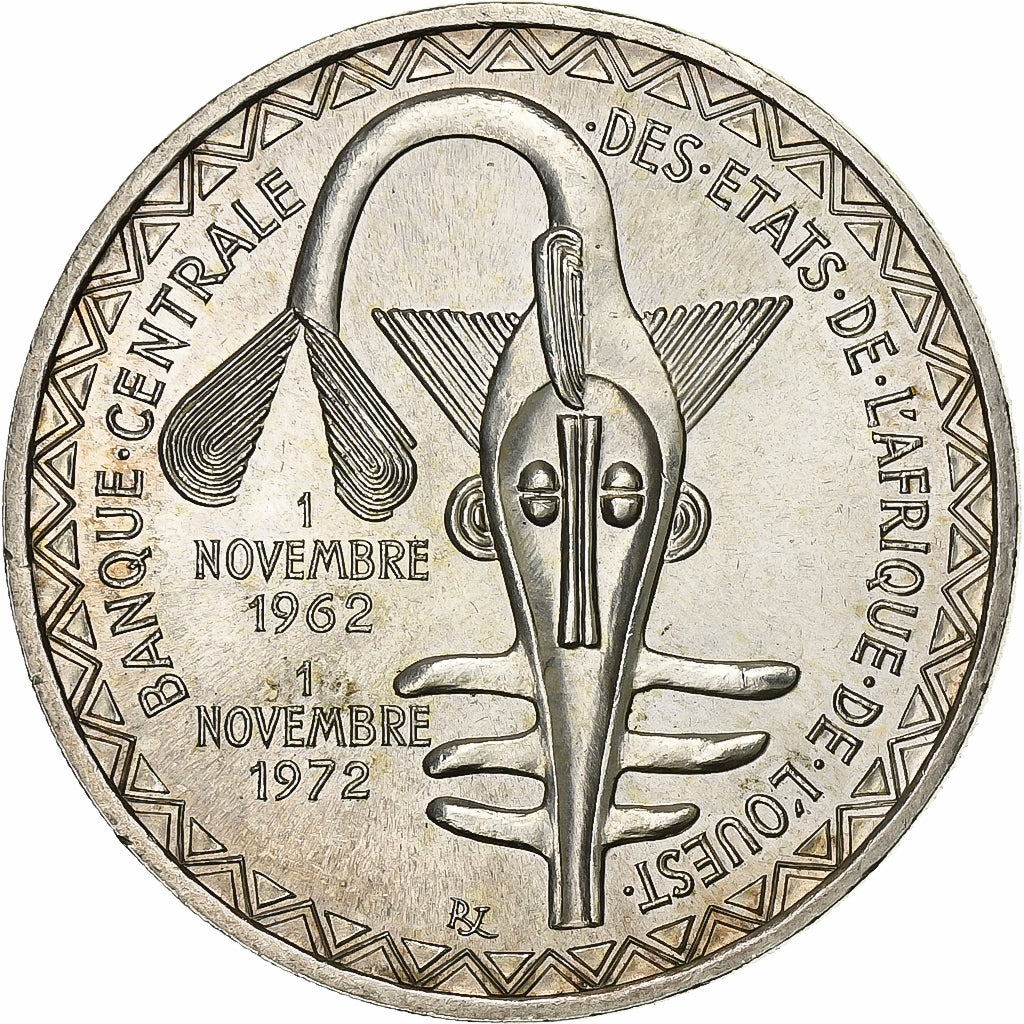 West African States, 500 Francs, 1972, Silver, MS(63), KM:7