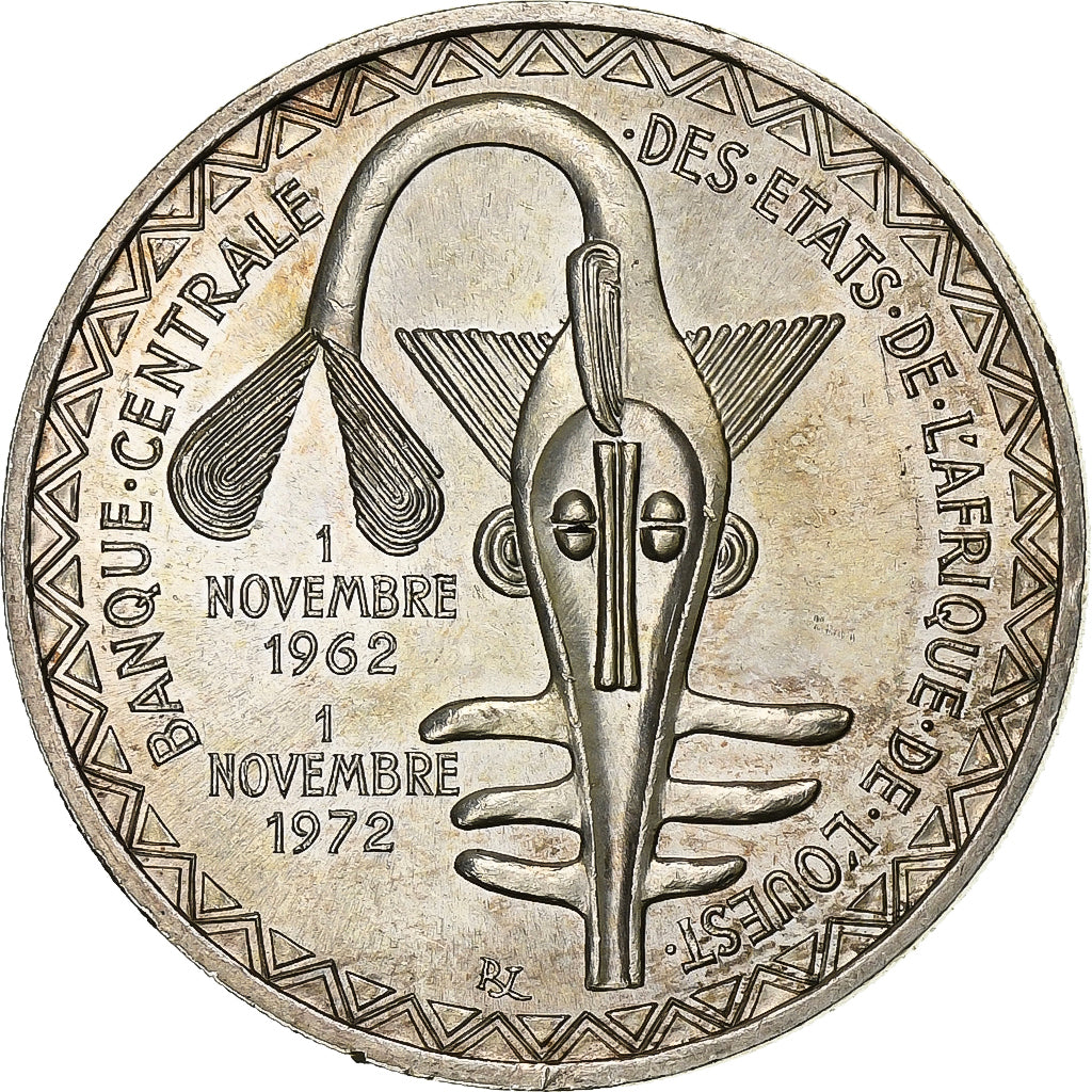 West African States, 500 Francs, 1972, Silver, MS(63), KM:7