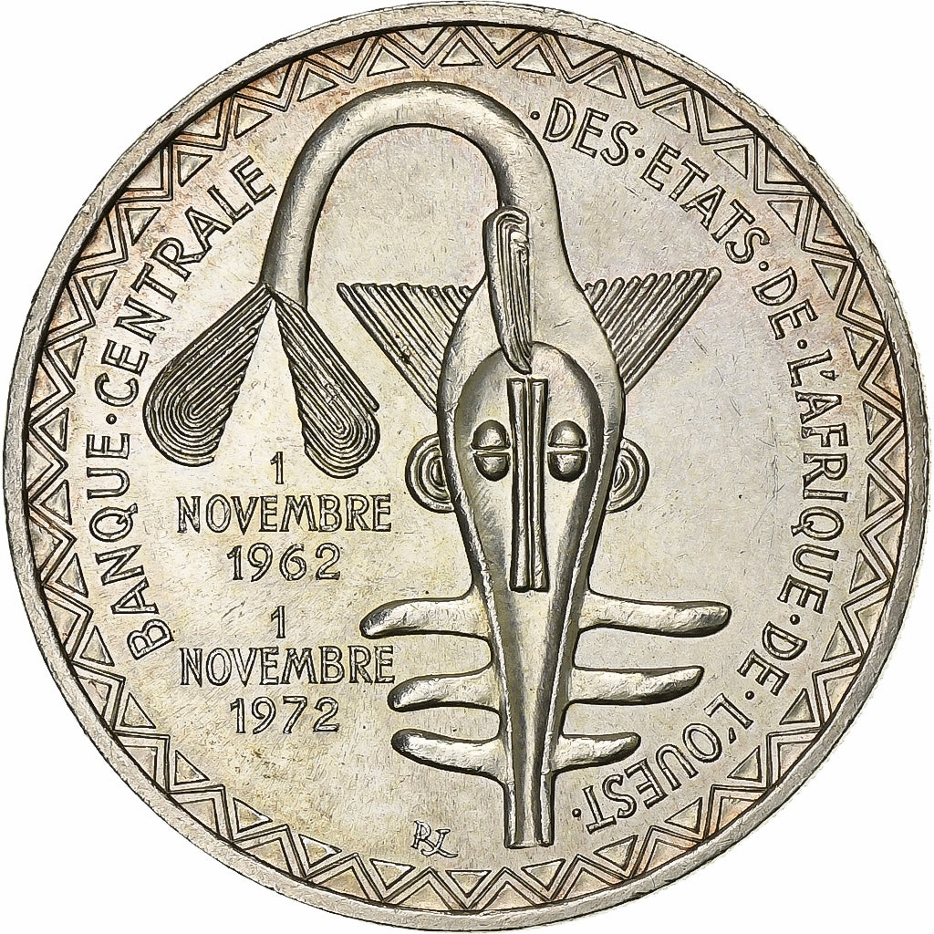 West African States, 500 Francs, 1972, Silver, MS(63), KM:7