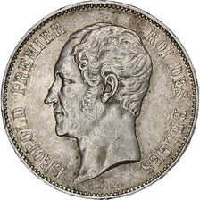 Belgio, Leopold I, 5 Francs, 5 Frank, 1865, Brussels, Argento, BB+, KM:17
