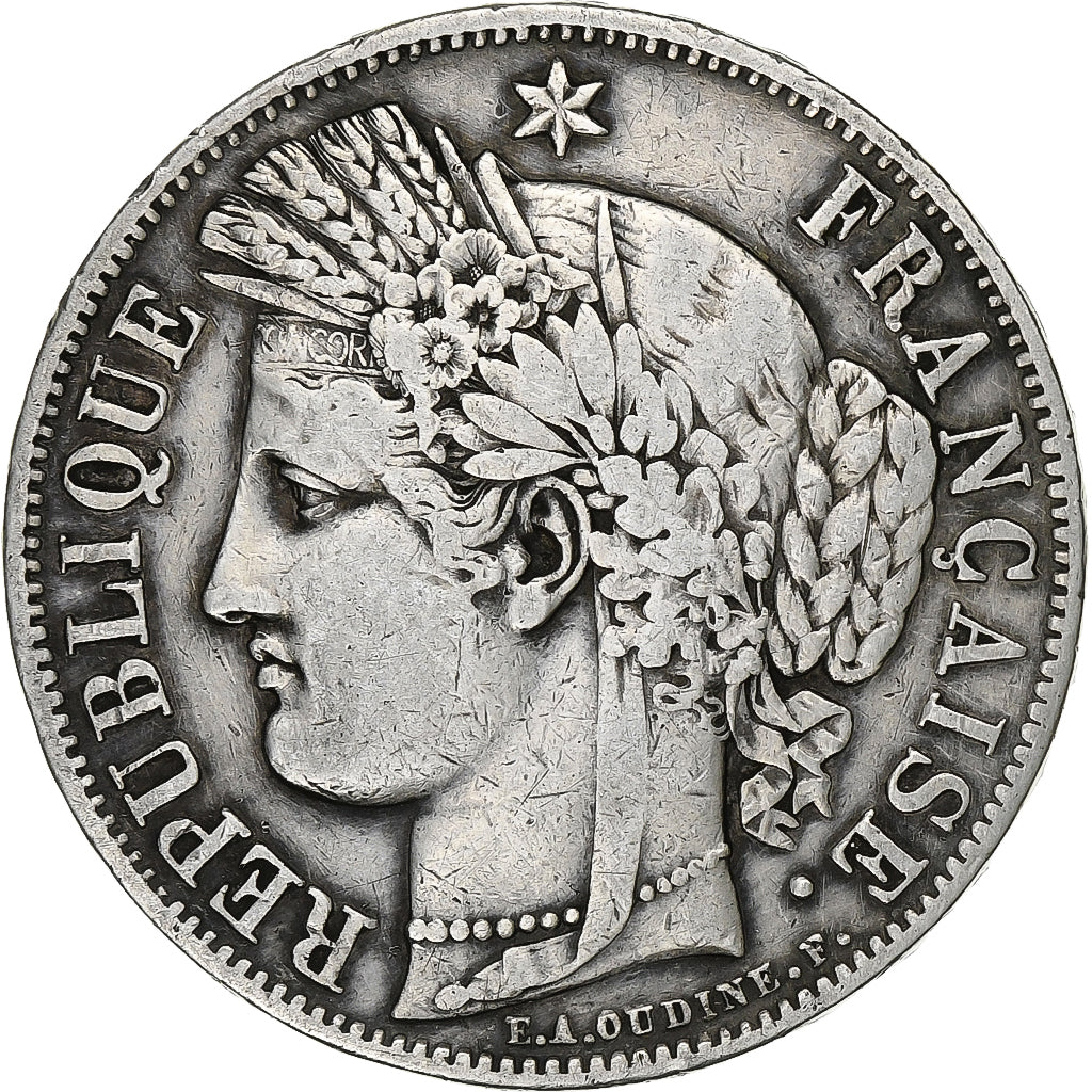 Francja, 5 Francs, Cérès, 1849, Paris, Srebro, VF(30-35), Gadoury:719